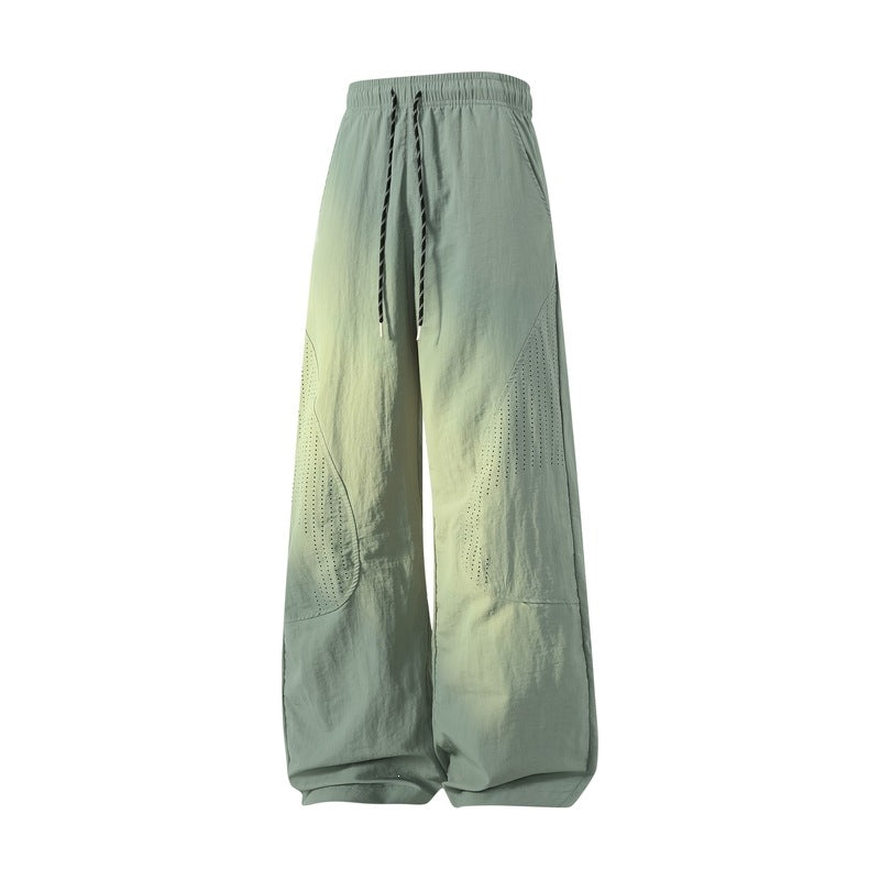 Damen Weite Baggy-Leinenoptik-Hose mit Tunnelzug, perforierten Einsätzen & Relaxed-Silhouette Drune