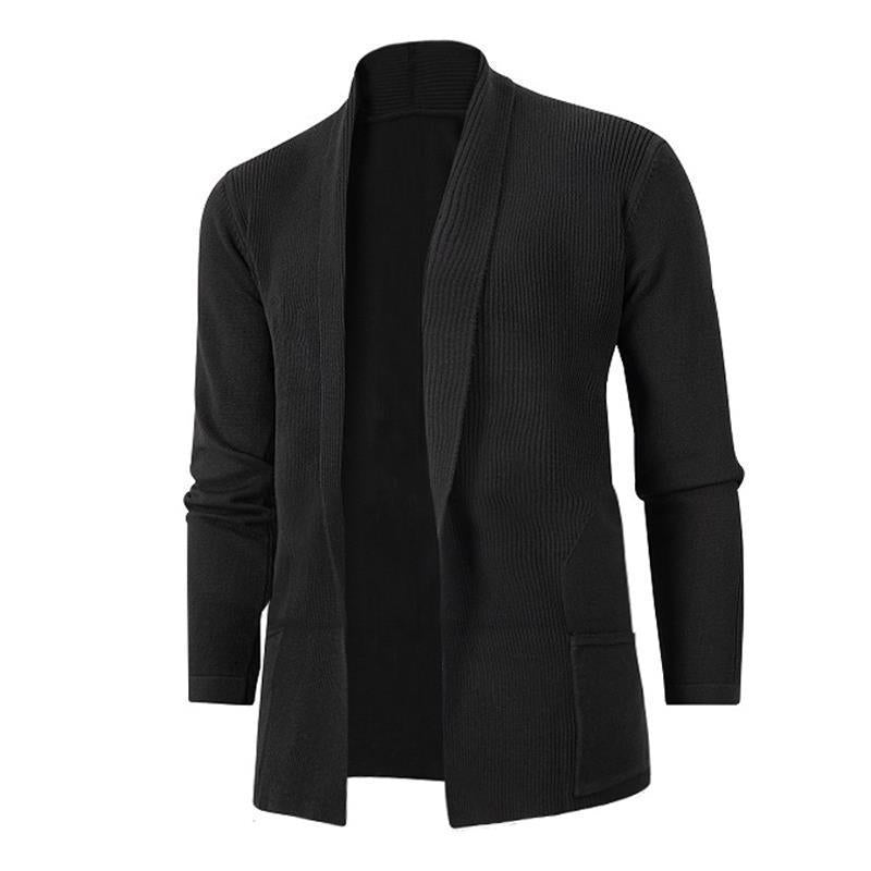 Herren lässige Strickjacke mit offenem Kragen und elegantem Rippdesign Drune