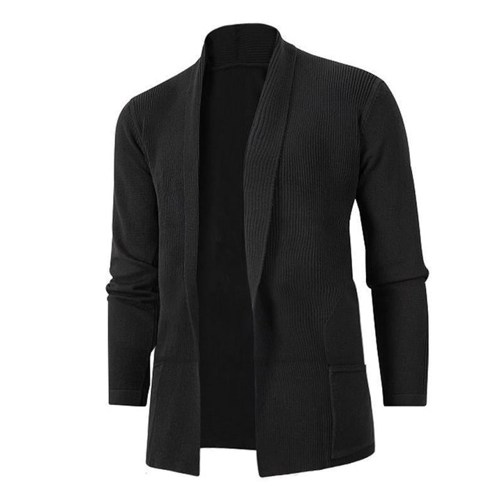 Herren lässige Strickjacke mit offenem Kragen und elegantem Rippdesign Drune
