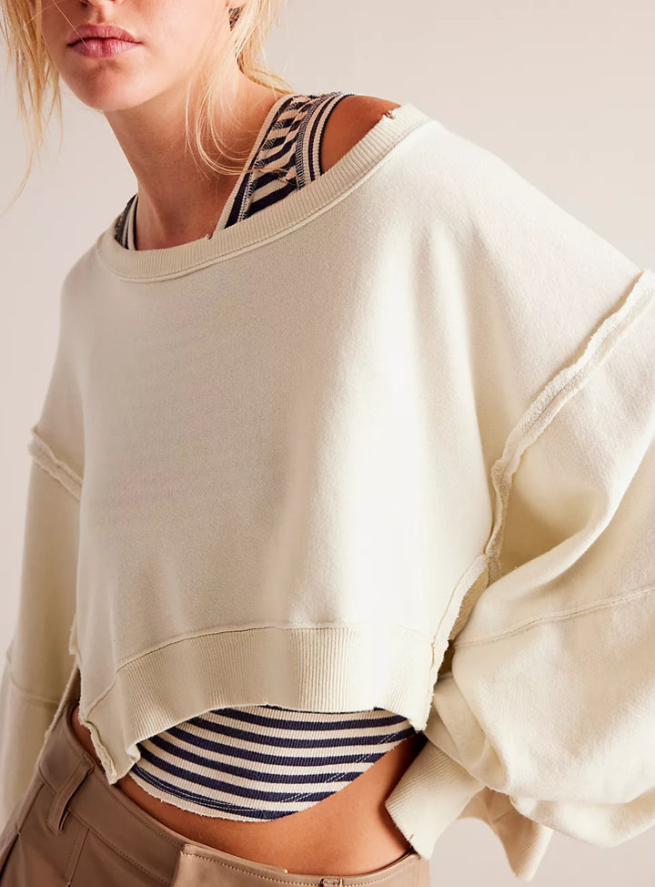 Damen lässiger Oversized-Pullover mit weichen Ärmelabschlüssen und lässigem Schnitt Drune