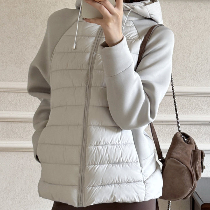 Damen Innovative Hybridjacke mit hohem Kragen und abnehmbarer Kapuze Drune