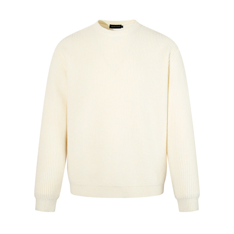 Herren Feinstrickpullover mit Rundhalsausschnitt und geripptem Strukturstrick Drune