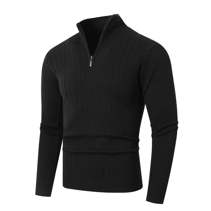Herren stylischer Strickpullover mit hohem Stehkragen und durchgehendem Reißverschluss Drune