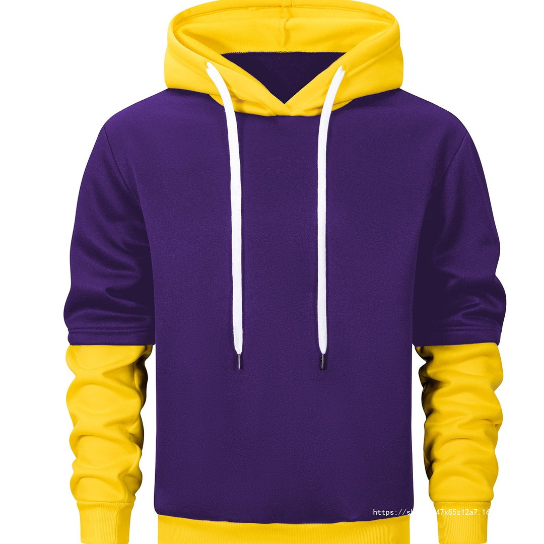 Herren Kapuzenpullover im Lagen-Look mit Kontrastkapuze und Kordelzug Drune