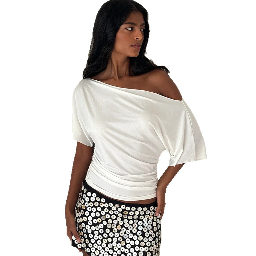 Damen Off-Shoulder Oberteil mit Drapierung Drune