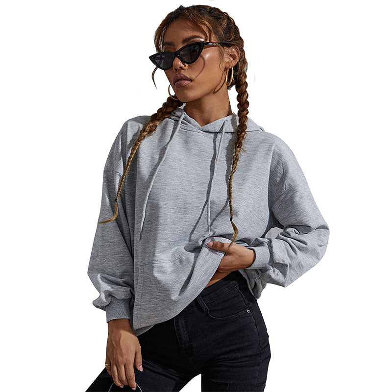 Damen Kapuzenpullover mit Statement-Backprint, Oversize‑Schnitt und gerippten Bündchen Drune