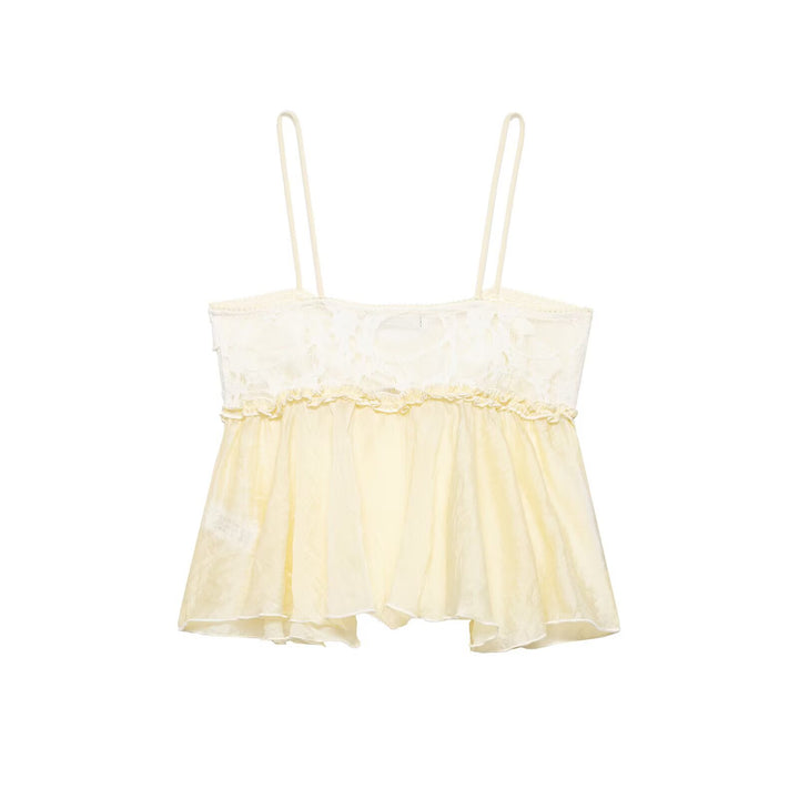 Damen Spitzen-Cami-Top mit zarter Rüsche und fließendem Schnitt Drune