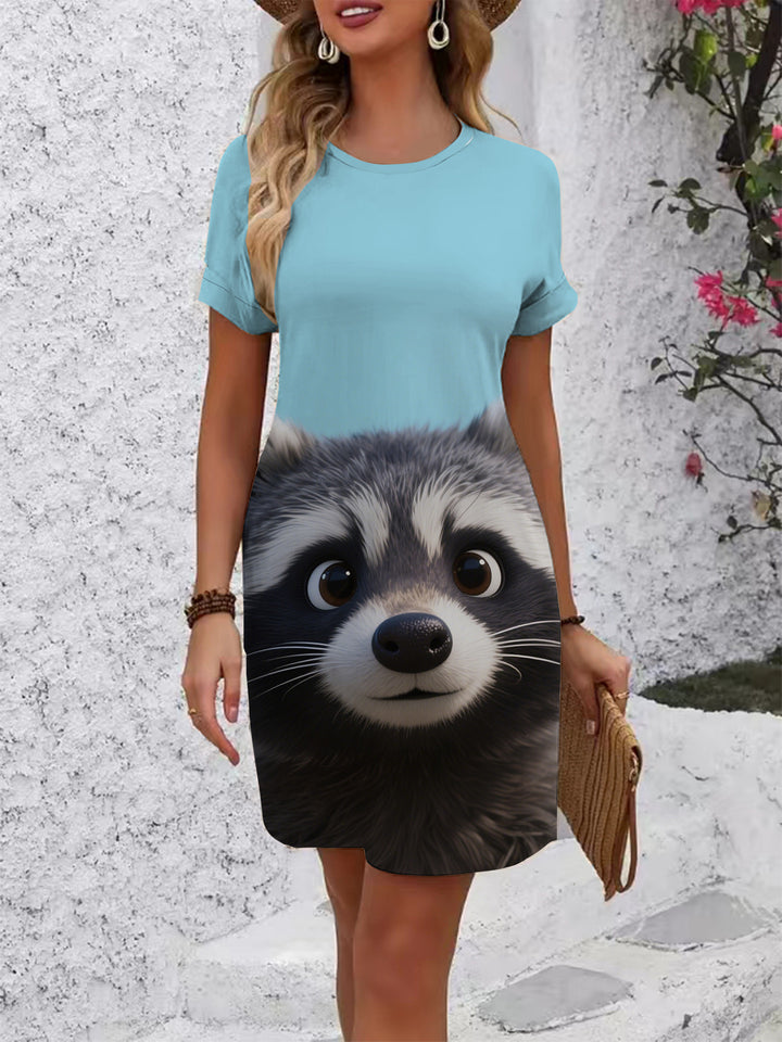 Damen T-Shirt Kleid mit kreativem Druckdesign Drune