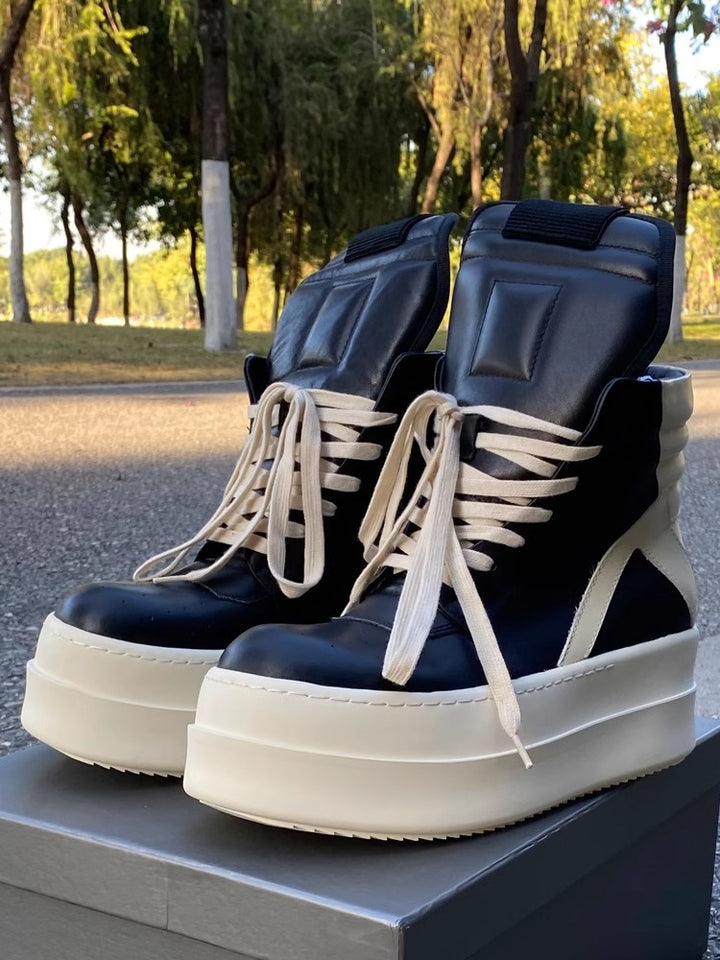 Damen Plateau-High-Top Sneaker-Stiefel mit gepolstertem Schaft und extrahoher Gummisohle Drune