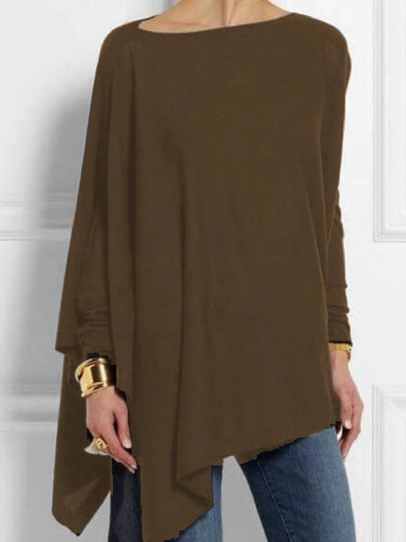 Damen nan drapierte Oversize-Tunika mit schrägem Zipfelsaum und weiten Fledermausärmeln Drune