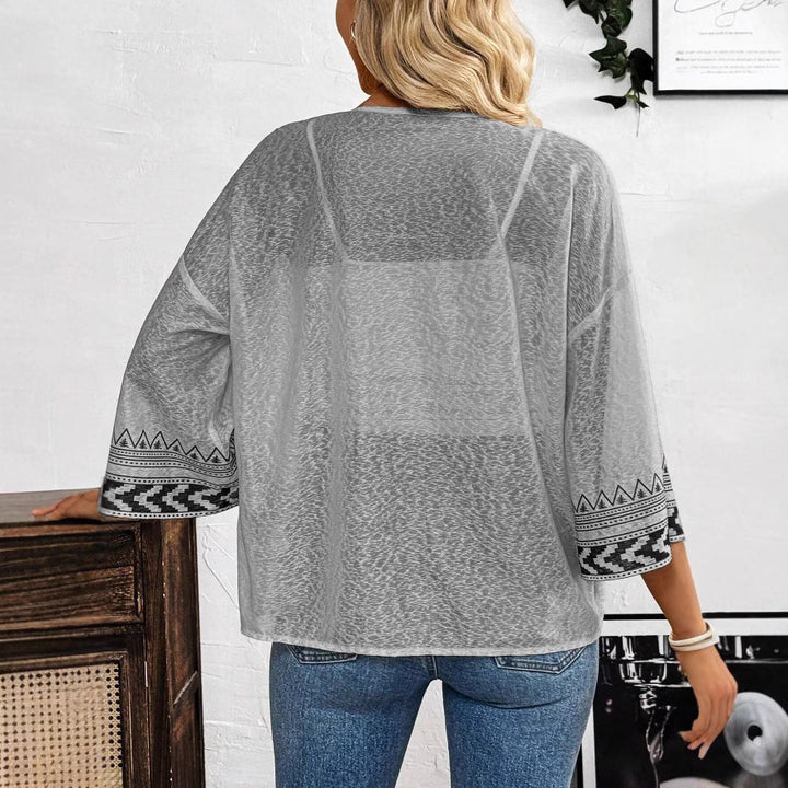 Damen Leichtes und luftiges Strickcardigan mit ethnischem Muster Drune