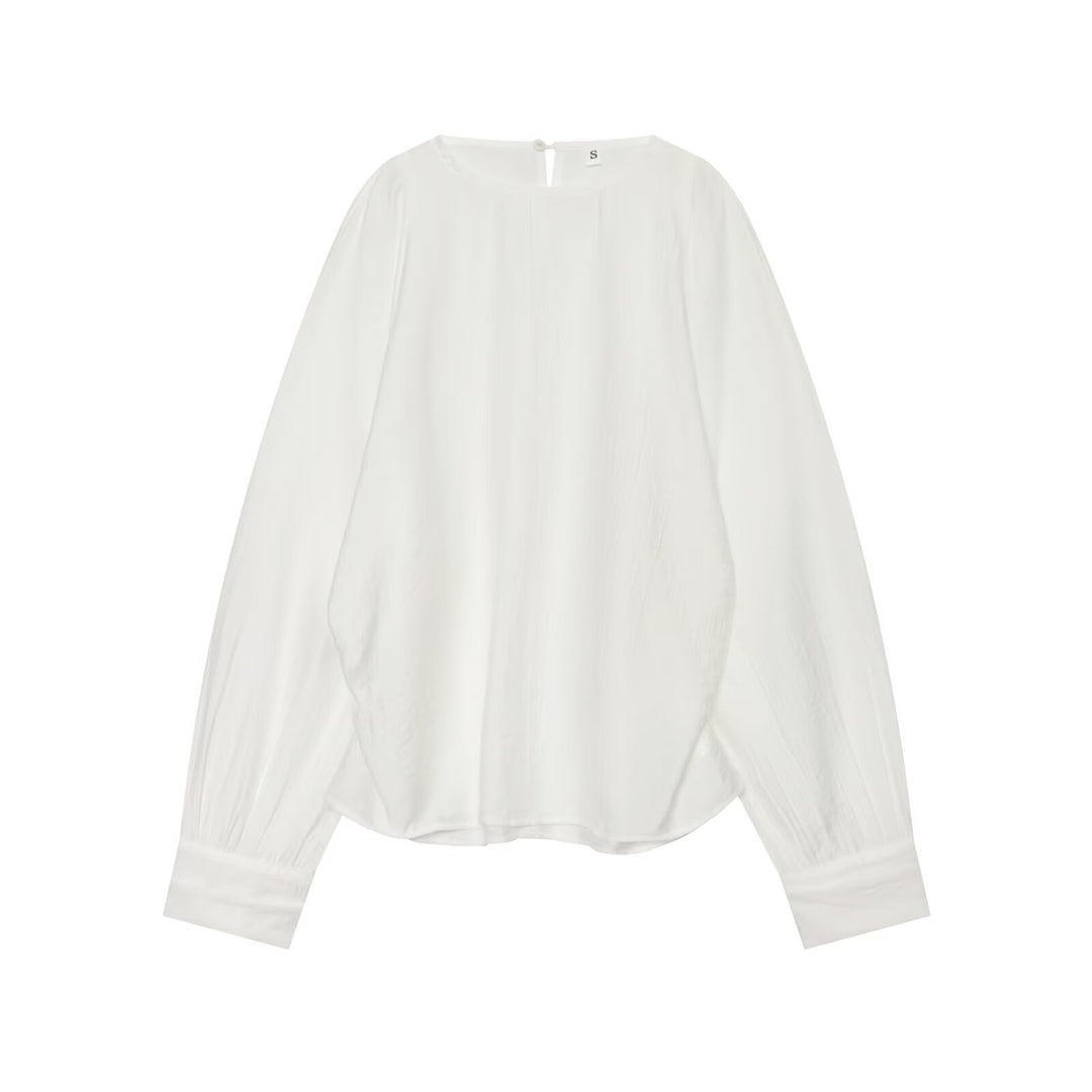 Damen Oversize-Bluse mit Ballonärmeln und Manschetten Drune