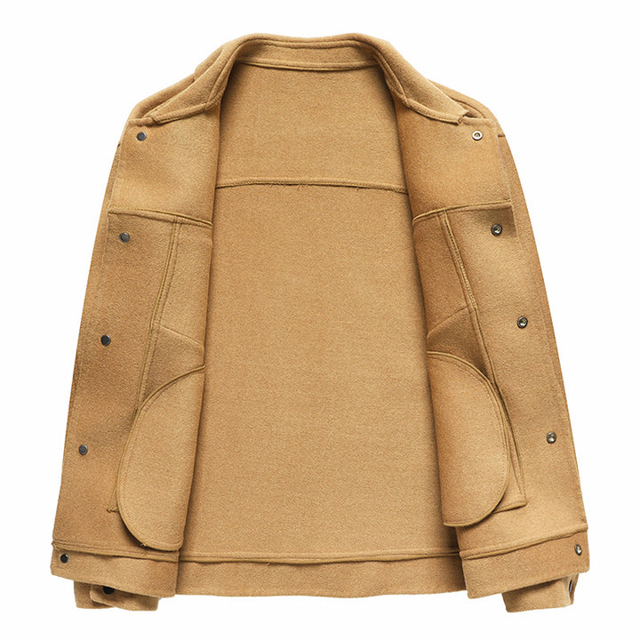 Herren Wollfilz-Truckerjacke mit Pattentaschen und Druckknopfverschluss Drune