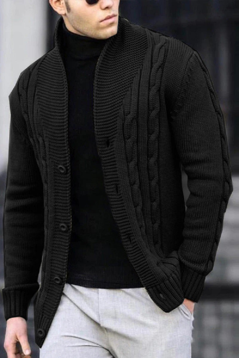 Herren Strickjacke mit Kabelmuster und Schalkragen Drune