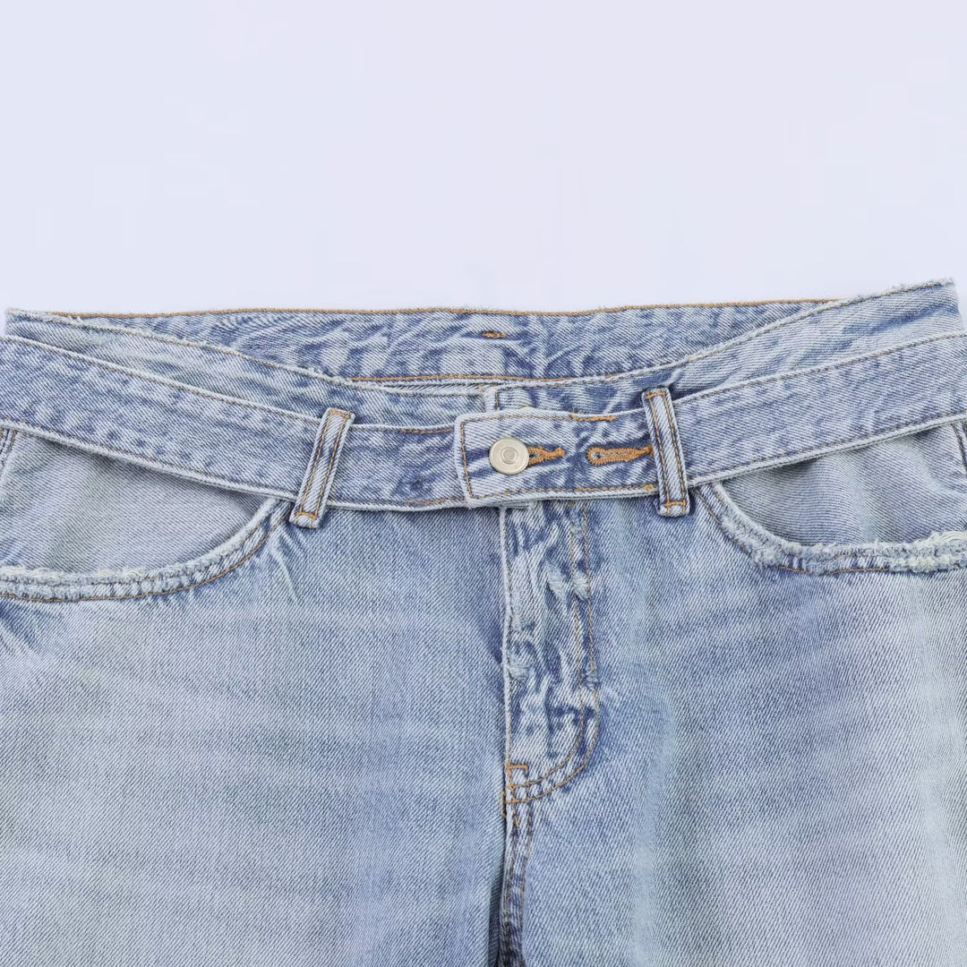 Damen weite Jeans im modernen Schnitt mit hohen Seitenöffnungen Drune