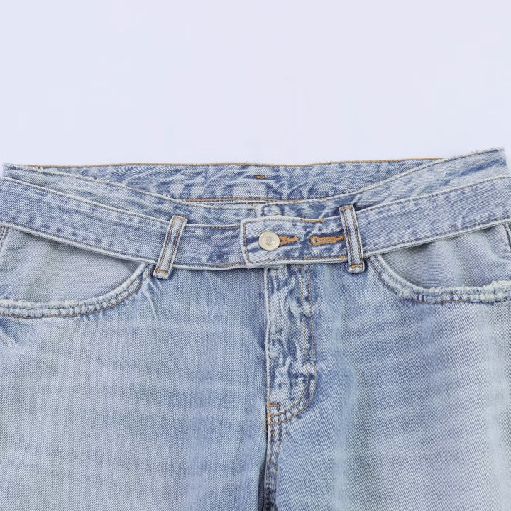Damen weite Jeans im modernen Schnitt mit hohen Seitenöffnungen Drune