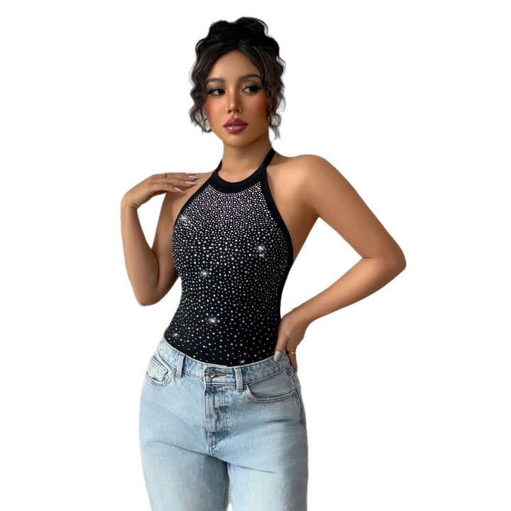 Damen nan Neckholder-Body mit Hochkragen und funkelndem Strassverlauf Drune