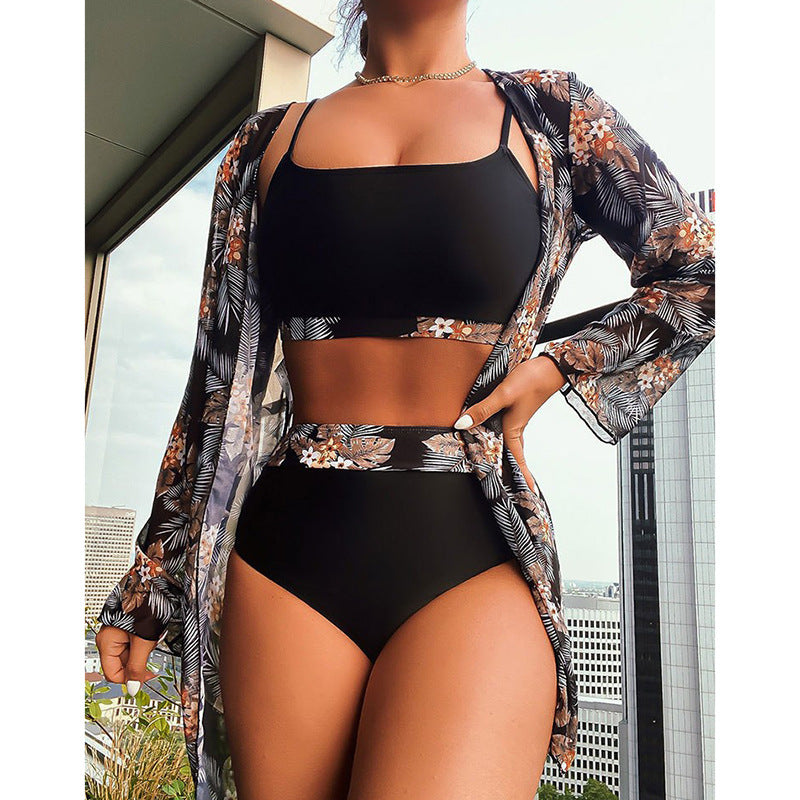 Damen Bikini-Set mit integriertem Kimono und hochtailliertem Slip Drune
