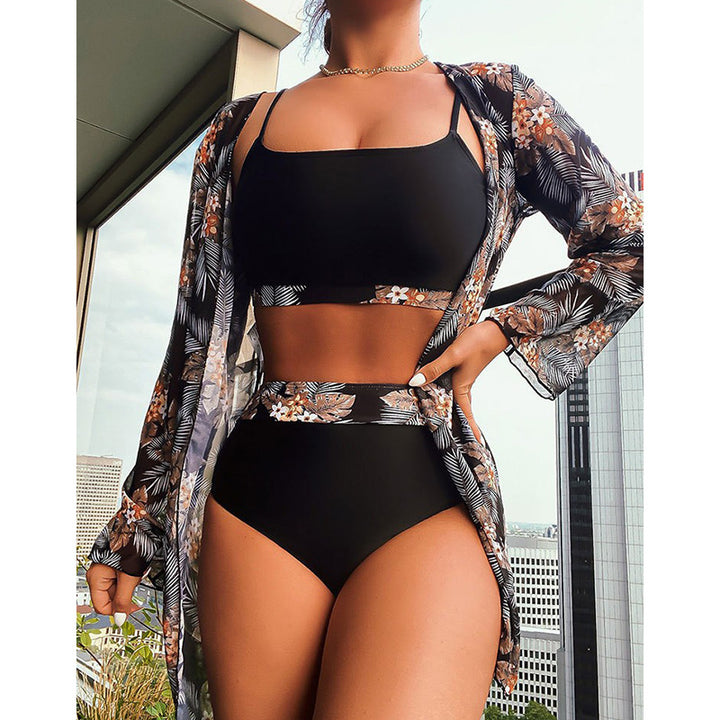 Damen Bikini-Set mit integriertem Kimono und hochtailliertem Slip Drune