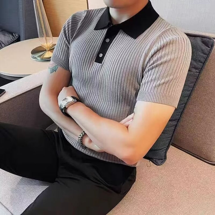 Herren Kurzarm Poloshirt mit Rippstruktur Drune