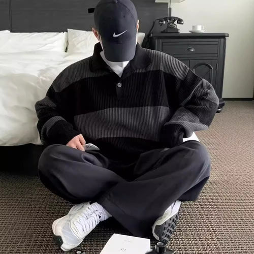 Herren Strukturierter Grobstrickpullover mit Stehkragen Drune