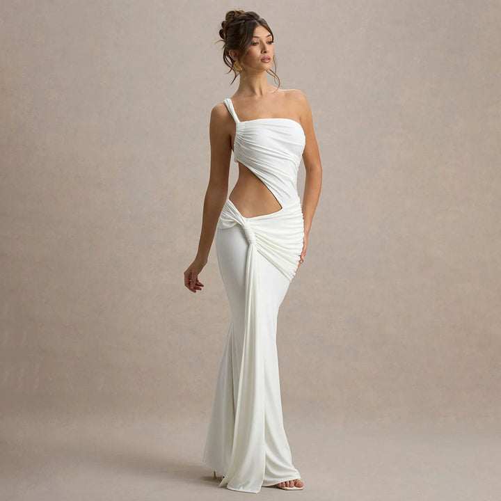 Damen Elegantes Wickelkleid mit asymmetrischem Ausschnitt und seitlichen Cut-Outs Drune