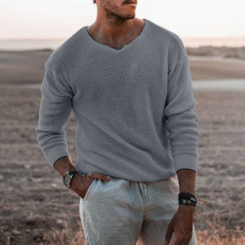 Herren Pullover mit V-Ausschnitt und strukturiertem Design Drune