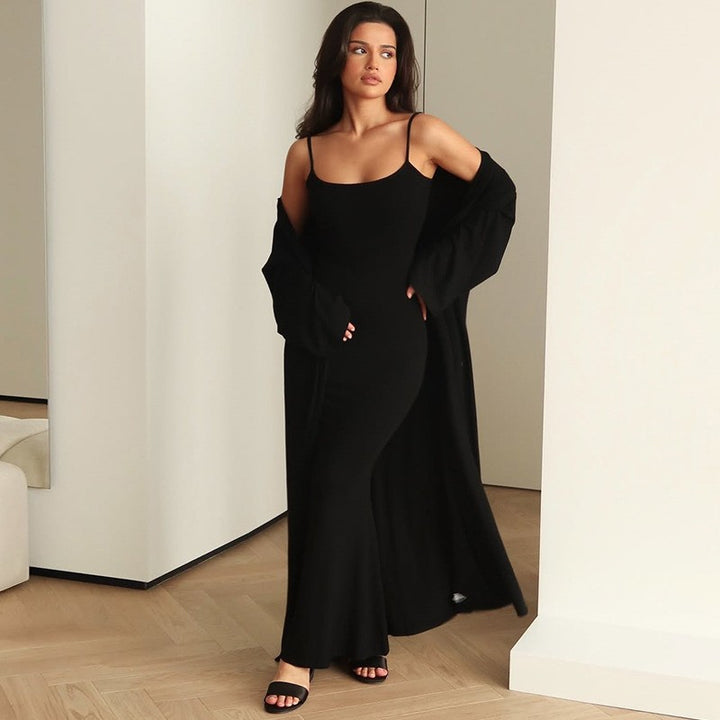 Damen Langes Etuikleid mit offenem Kimono Drune