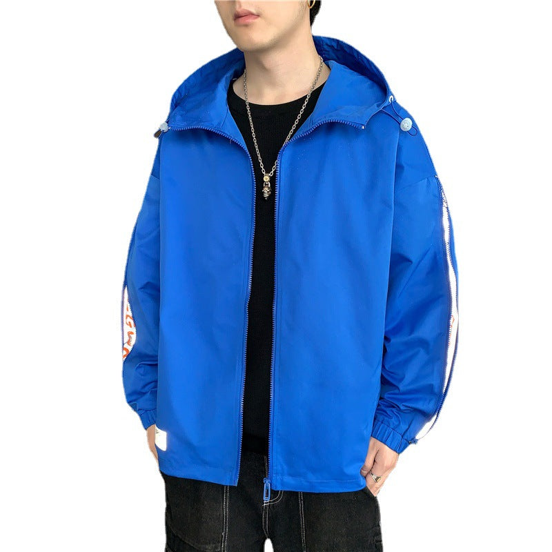 Herren Leichtgewichtige Kapuzenjacke im Oversize-Sportstyle mit Ärmel-Reißverschlüssen Drune