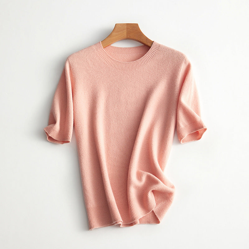 Damen Kurzarm Cashmere-Mix Pullover Drune