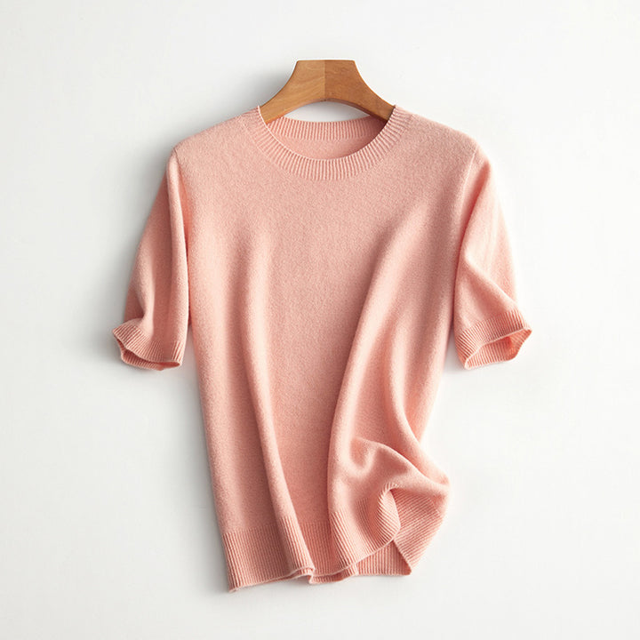 Damen Kurzarm Cashmere-Mix Pullover Drune