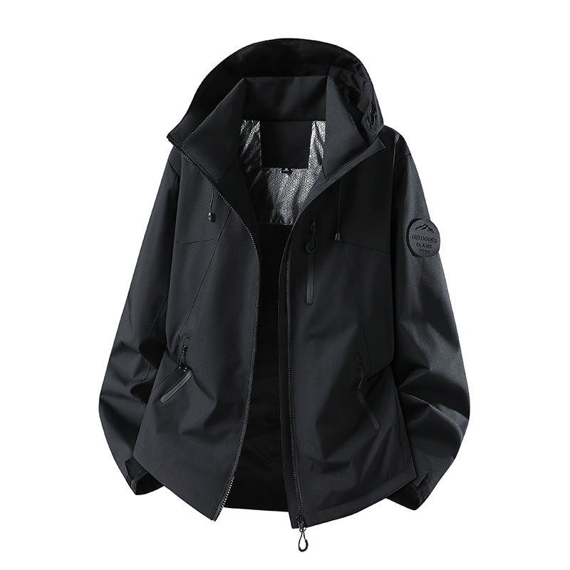 Herren Wasserabweisende Softshelljacke mit Kapuze und Reißverschlusstaschen Drune