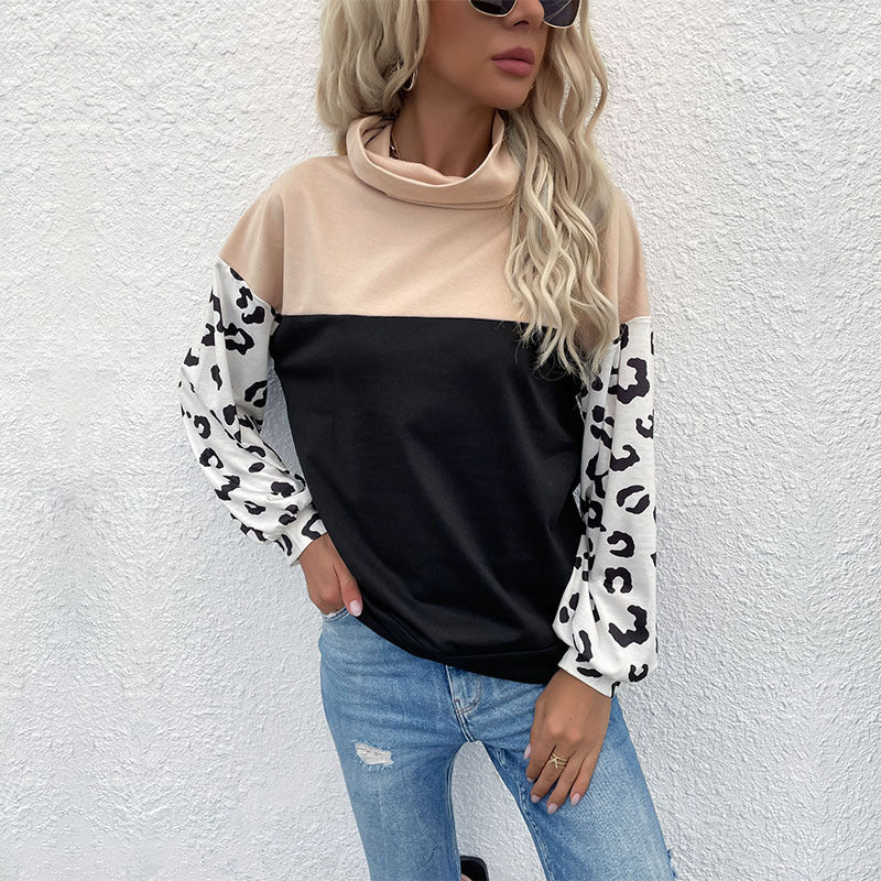 Damen Oversize-Pullover mit Schalkragen, Colourblock und Ballonärmeln Drune