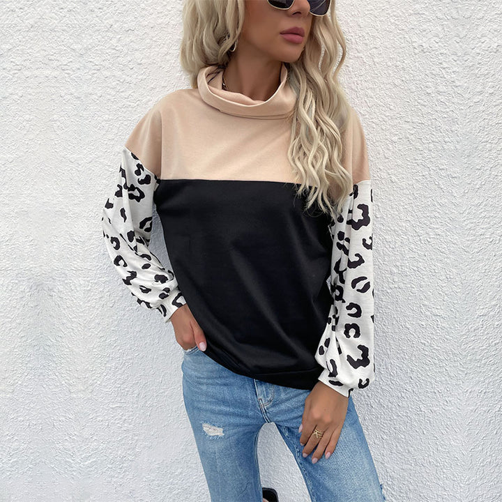 Damen Oversize-Pullover mit Schalkragen, Colourblock und Ballonärmeln Drune