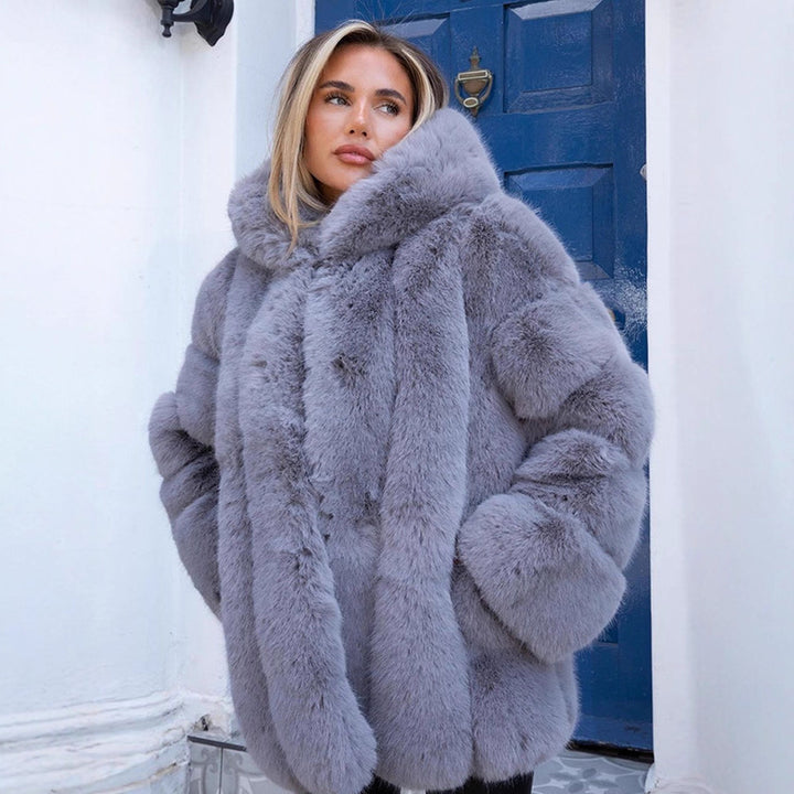 Damen Kunstfellmantel mit luxuriöser Haptik und eleganten Quarzdetails Drune