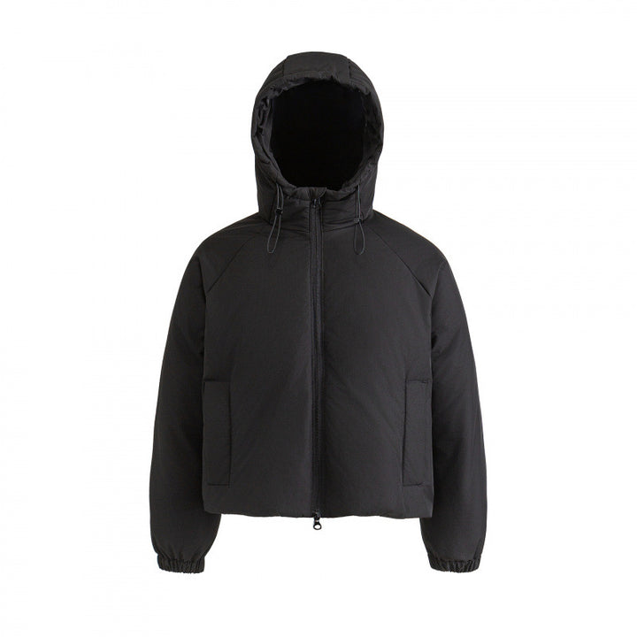 Damen Leichte Boxy-Steppkapuzenjacke mit Kordelzug, verdecktem Reißverschluss und elastischen Bündchen Drune