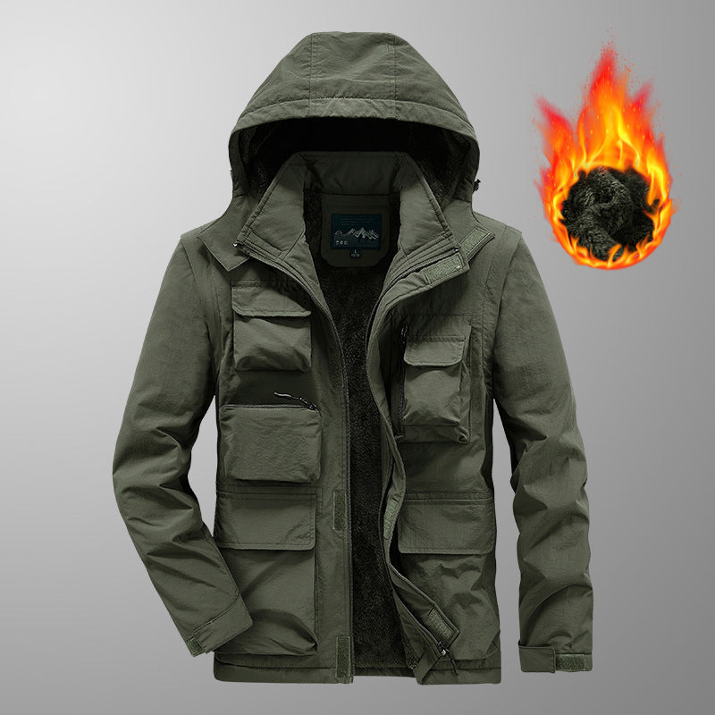 Herren Multifunktionaler Fieldparka mit Teddyfleece Innenfutter und Kapuze Drune