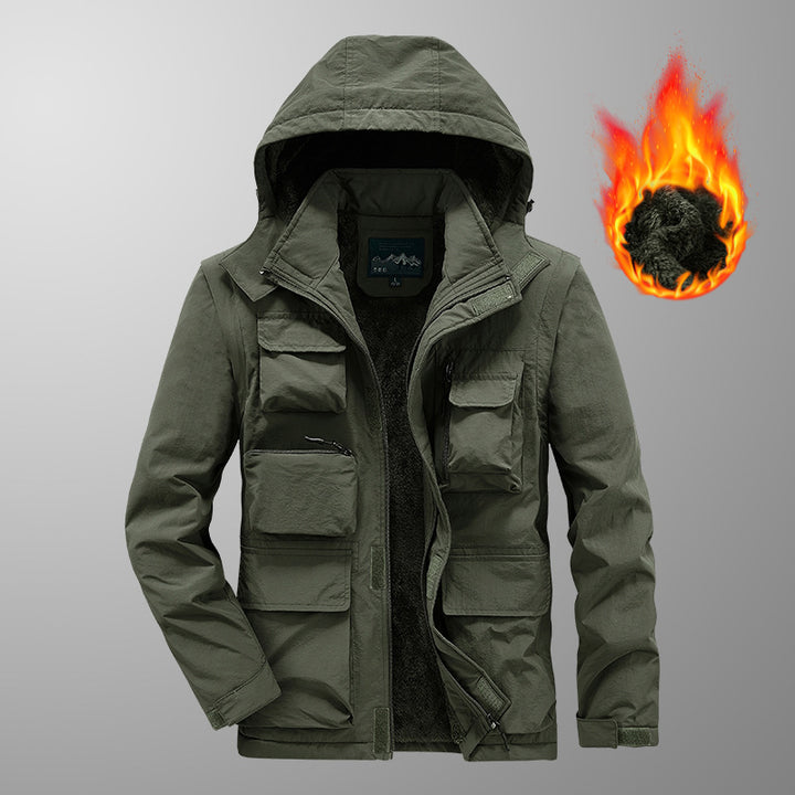Herren Multifunktionaler Fieldparka mit Teddyfleece Innenfutter und Kapuze Drune