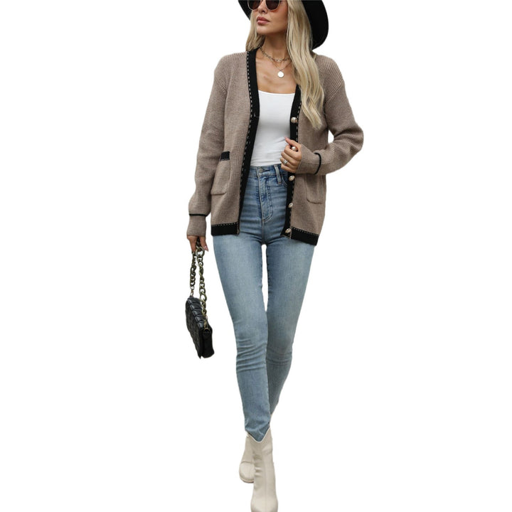 Damen Strickjacke mit strukturiertem Muster und goldenen Knopfdetails Drune