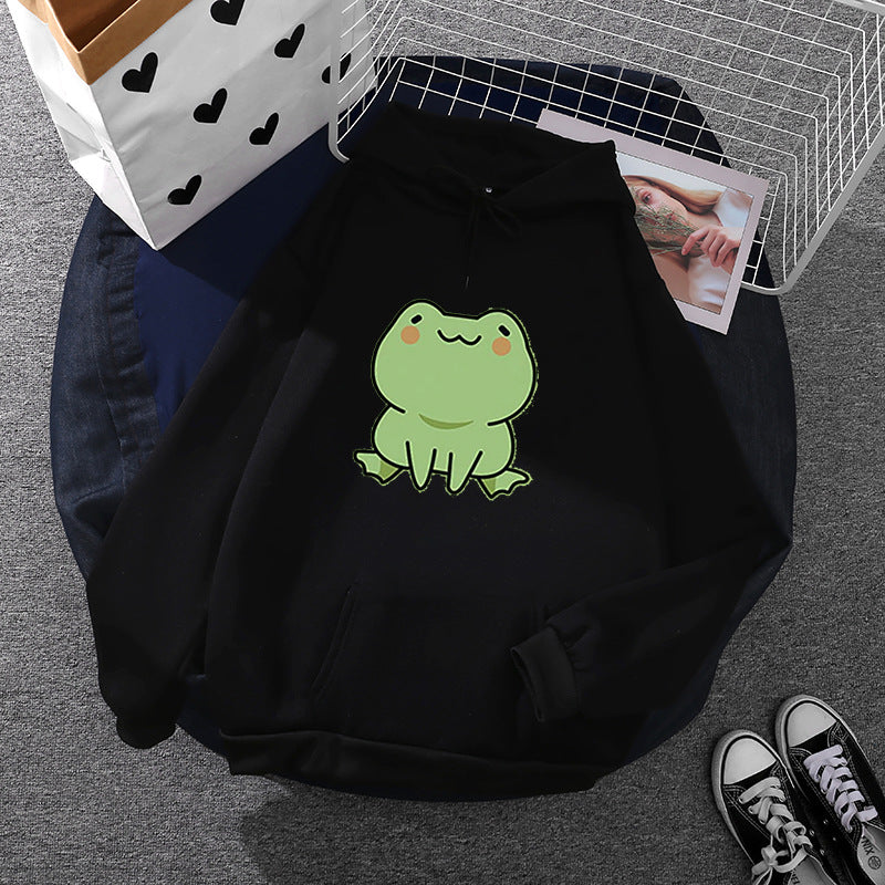 Damen nan Kapuzenpullover mit Mond‑und‑Wal-Illustration, Oversize-Schnitt und Kängurutasche Drune