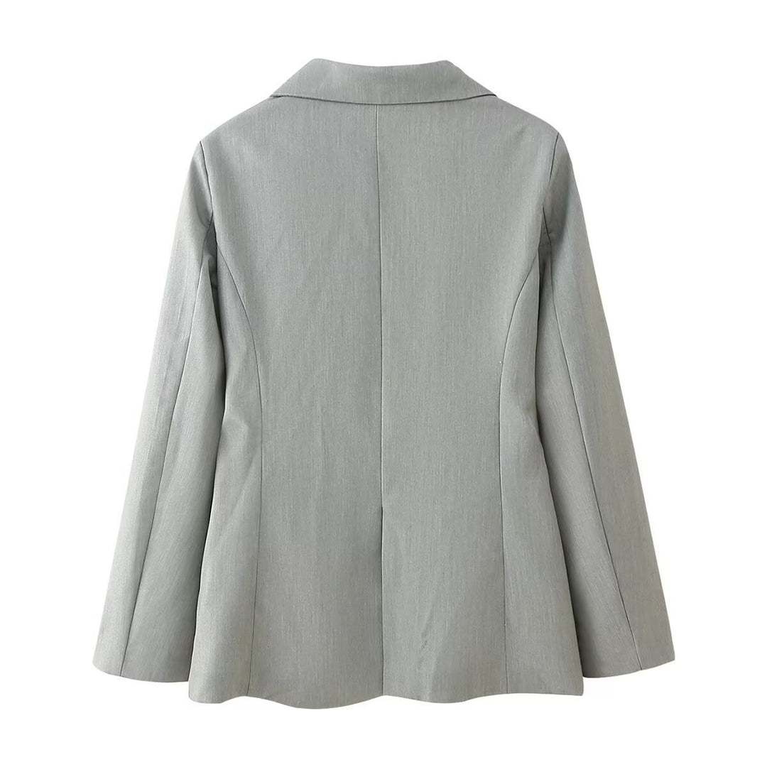 Damen nan taillierter Blazer mit Bindegürtel, Pattentaschen und klassischem Revers Drune