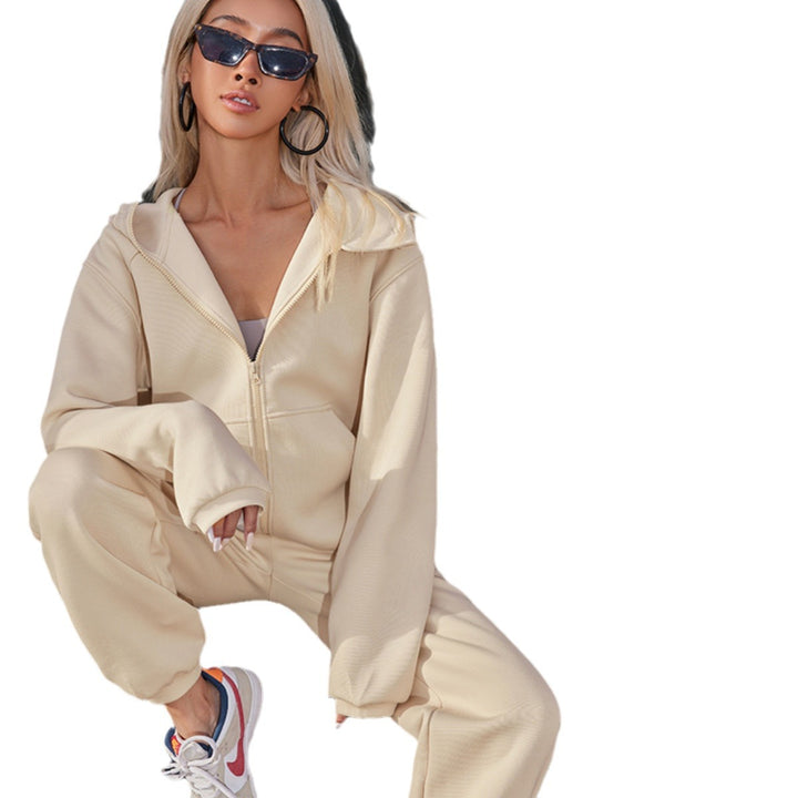 Damen Kapuzenjacke aus weichem Baumwollfleece im Oversize-Schnitt mit Kängurutaschen Drune