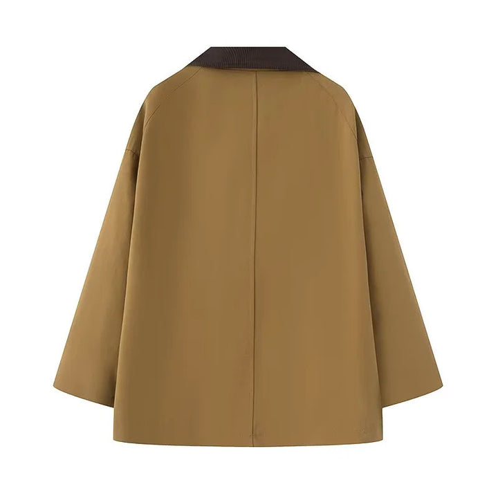 Damen nan oversize Cape-Mantel mit Cordkragen, Knebelverschlüssen und großen aufgesetzten Klappentaschen Drune