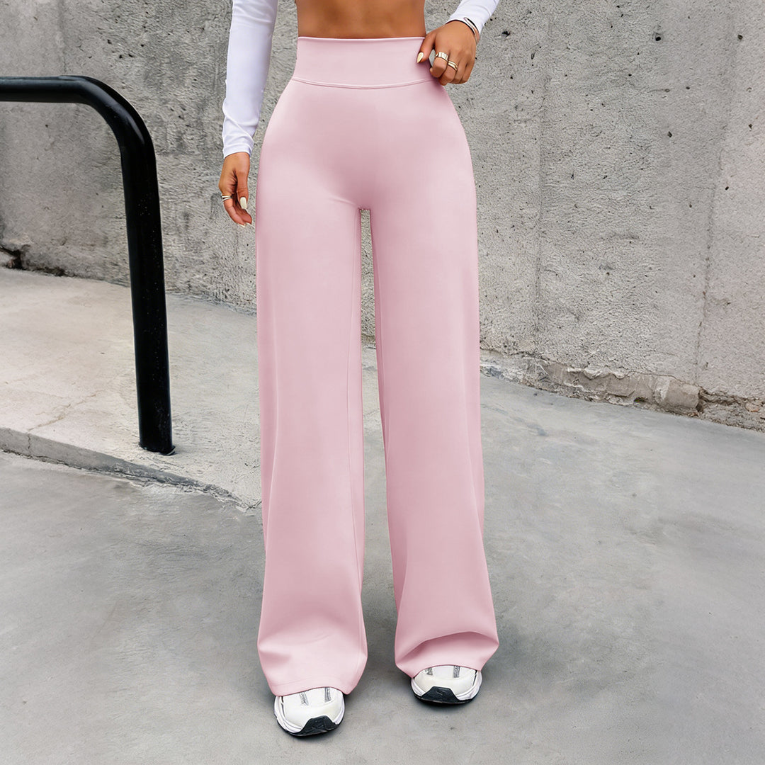 Damen nan hochgeschnittene formende Loungehose mit weitem Schlag und nahtlosem Komfortbund Drune