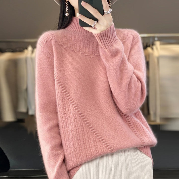Damen Strickpullover mit strukturiertem Kragen und asymmetrischem Schnitt Drune
