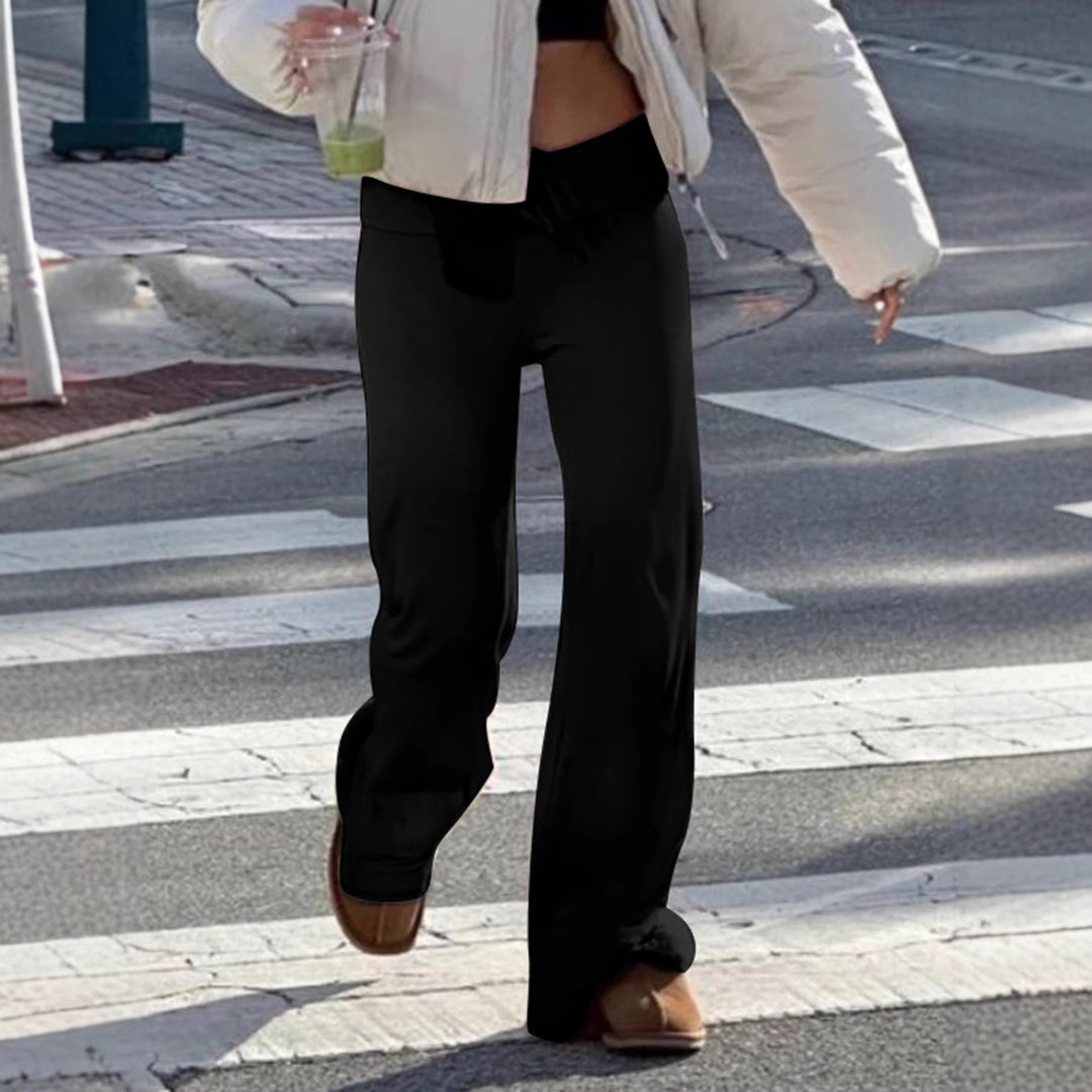 Damen Lounge-Hose mit hohem Bund, Kordelzug und geradem Bein Drune