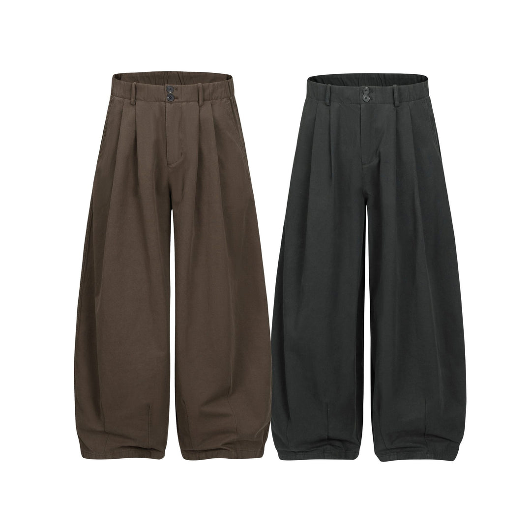 Damen Weite Culotte-Hose mit hoher Taille, Bundfalten und elastischem Knöchelabschluss Drune