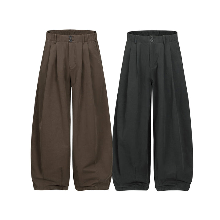 Damen Weite Culotte-Hose mit hoher Taille, Bundfalten und elastischem Knöchelabschluss Drune