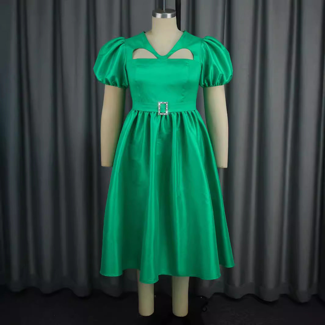 Damen Abendkleid mit modischen Puffärmeln und einzigartigem Cut-Out-Design Drune