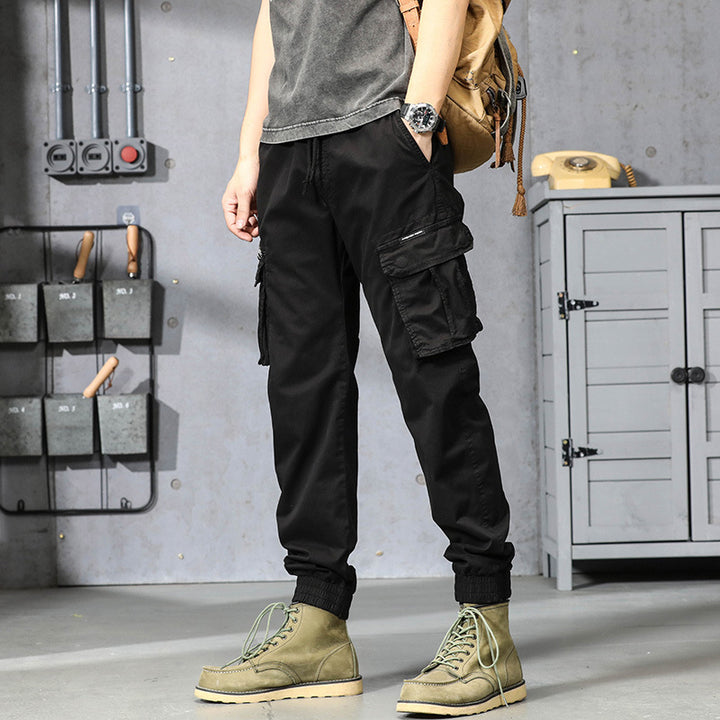 Herren Cargo-Joggerhose mit Tunnelzug, Multifachtaschen und geripptem Knöchelabschluss Drune